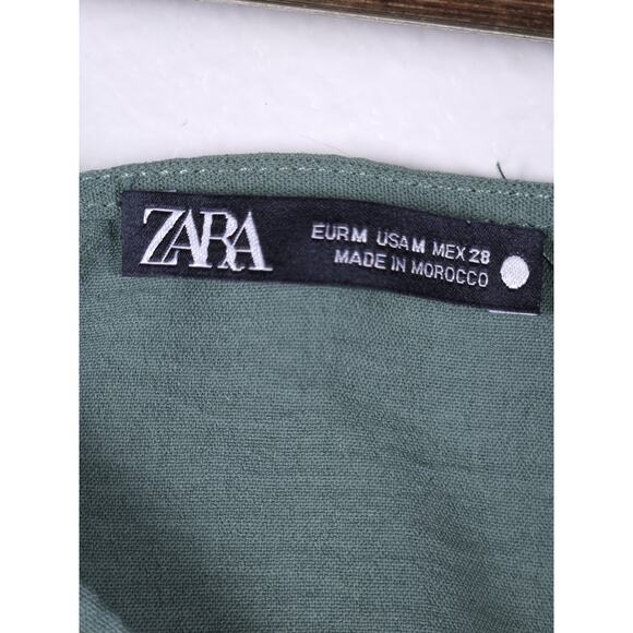 ZARA Sage Green Cowl Neck Wide Leg Jumpsuit with Belt – Size M - Picture 2 of 13